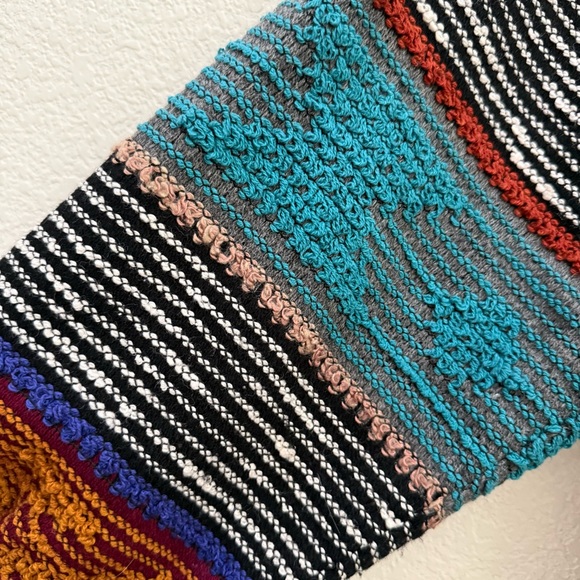 Vintage ALLEN WAH Western Aztec Skull Colorful Chunky Knit Grandpa Sweater XL - Picture 8 of 12